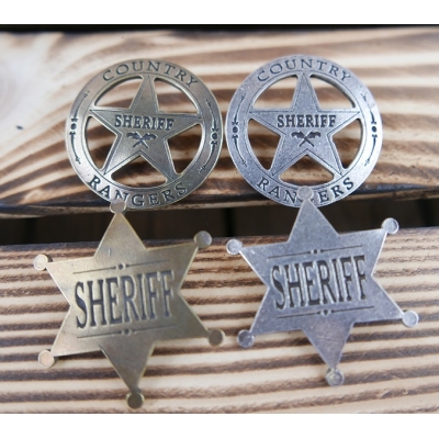 Gwiazda Szeryfa Mosiądz Rangers Country Western Star Znaczek Odznaka Pin